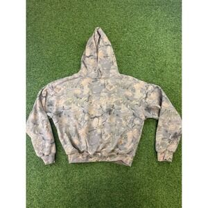 Camo Hoodie Womens S/M Sweatshirt Grey Tan Green Pullover Crop Relaxed Fit